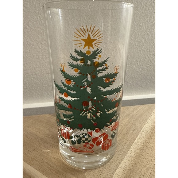 libby. edelman Other - 1 VTG‎ Libby Highball Cocktail Glass MCM XMAS Tree•Star•Trumpet•Drum•Soccer Ball
